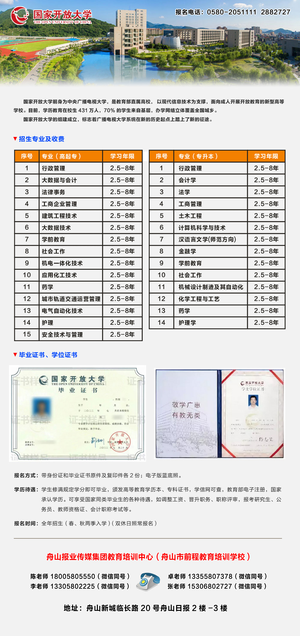 國家開放大學成人教育招生簡章