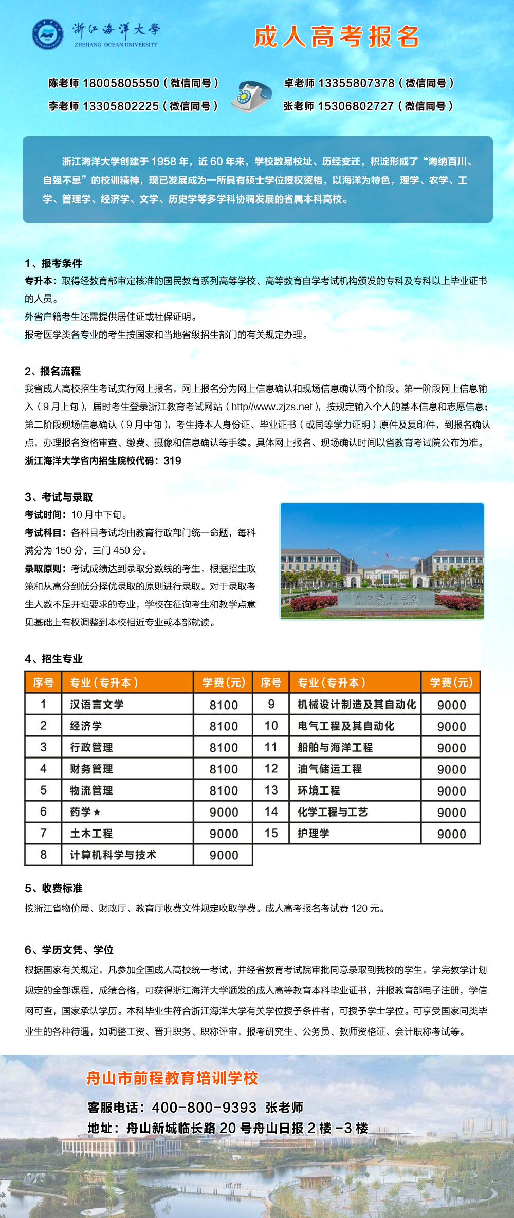 浙江海洋大學(xué)成人高考報名